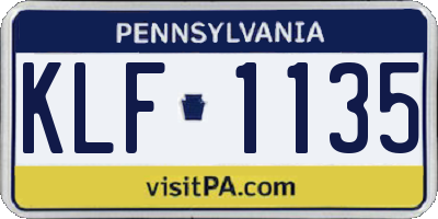 PA license plate KLF1135
