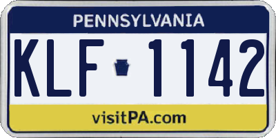 PA license plate KLF1142