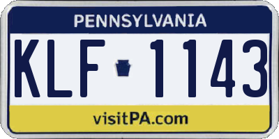 PA license plate KLF1143