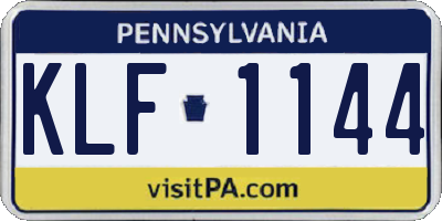 PA license plate KLF1144
