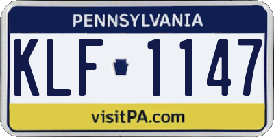 PA license plate KLF1147