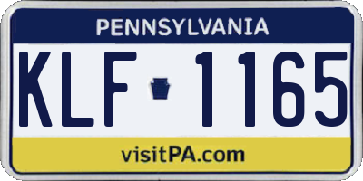 PA license plate KLF1165