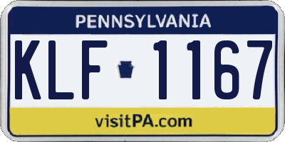 PA license plate KLF1167