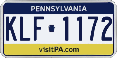 PA license plate KLF1172