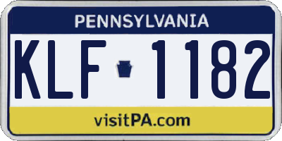 PA license plate KLF1182
