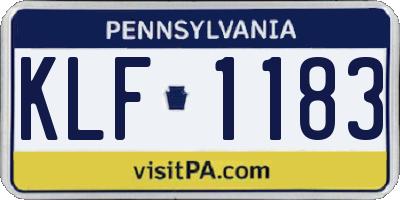 PA license plate KLF1183