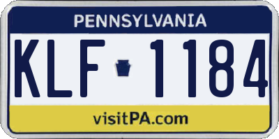 PA license plate KLF1184