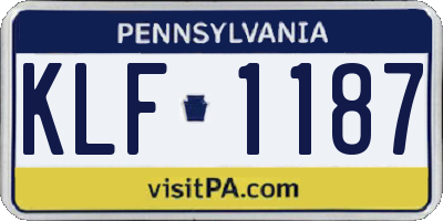 PA license plate KLF1187