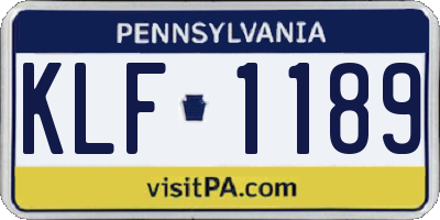 PA license plate KLF1189