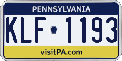 PA license plate KLF1193