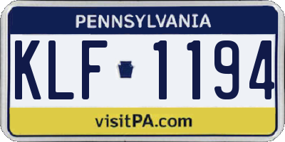 PA license plate KLF1194