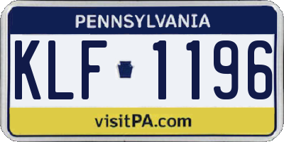 PA license plate KLF1196
