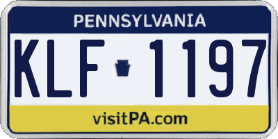 PA license plate KLF1197