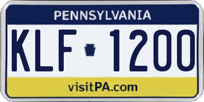 PA license plate KLF1200