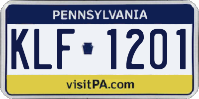 PA license plate KLF1201