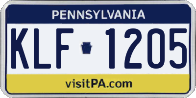 PA license plate KLF1205