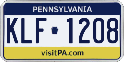 PA license plate KLF1208