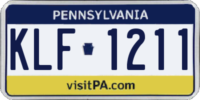 PA license plate KLF1211
