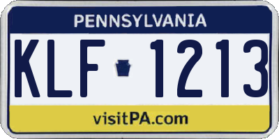 PA license plate KLF1213