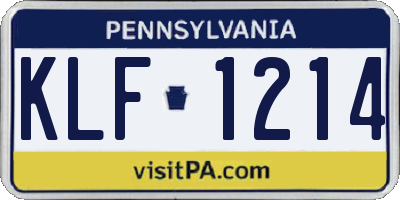 PA license plate KLF1214