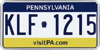 PA license plate KLF1215