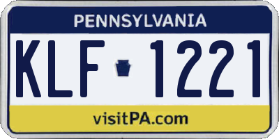 PA license plate KLF1221