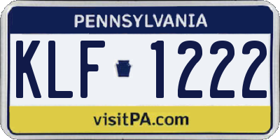 PA license plate KLF1222