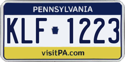 PA license plate KLF1223