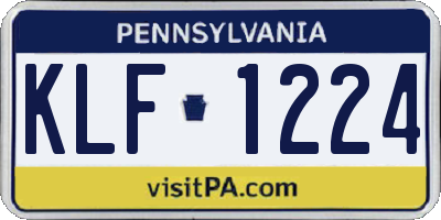 PA license plate KLF1224