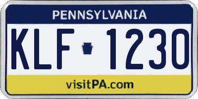 PA license plate KLF1230