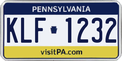 PA license plate KLF1232
