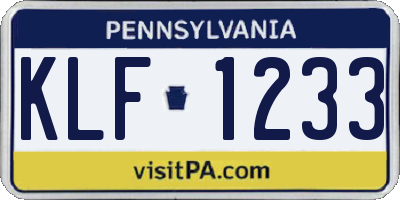 PA license plate KLF1233