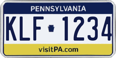 PA license plate KLF1234