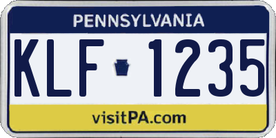 PA license plate KLF1235