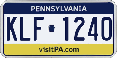 PA license plate KLF1240