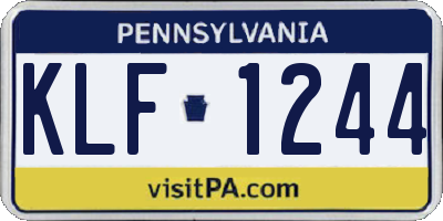 PA license plate KLF1244