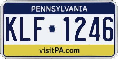 PA license plate KLF1246