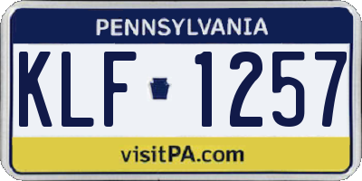 PA license plate KLF1257
