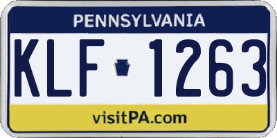 PA license plate KLF1263