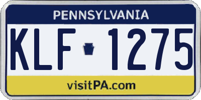 PA license plate KLF1275