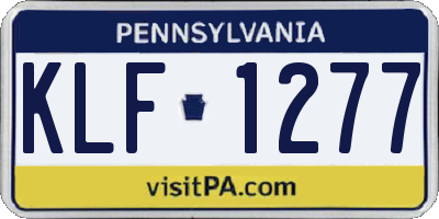 PA license plate KLF1277