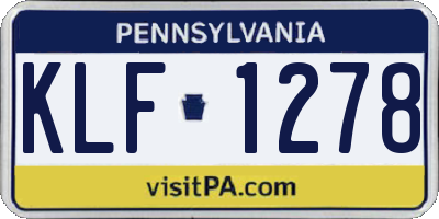 PA license plate KLF1278