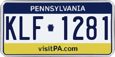 PA license plate KLF1281
