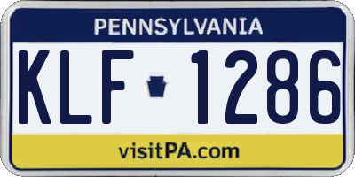 PA license plate KLF1286