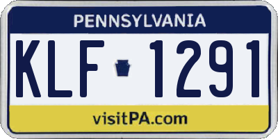 PA license plate KLF1291