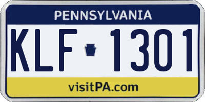 PA license plate KLF1301