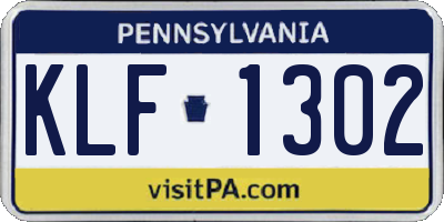 PA license plate KLF1302