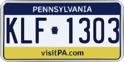 PA license plate KLF1303