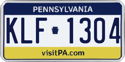 PA license plate KLF1304