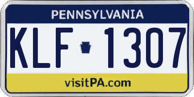 PA license plate KLF1307
